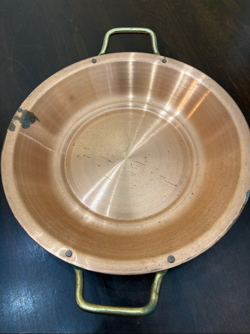 Copper Jam Pan with Brass Handles 10.5”